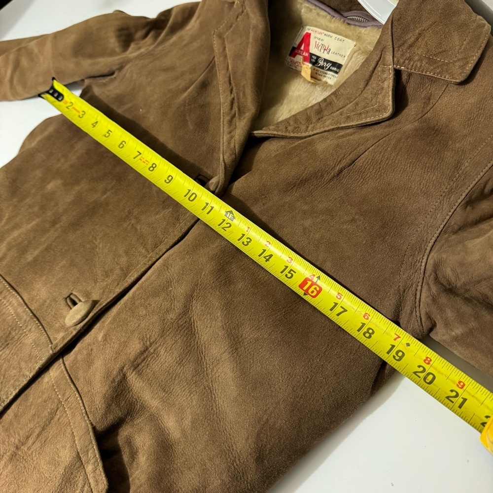 Vintage suede western bohemian Indie brown fur lined long coat size 12 - Picture 4 of 6